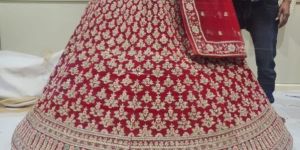 Ladies Unstitched Pink Hand Embroidered Lehenga Choli