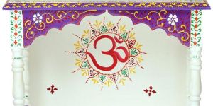 White & Purple Printed Wooden Temple