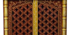 Brown & Golden Painted Wooden Temple with Door