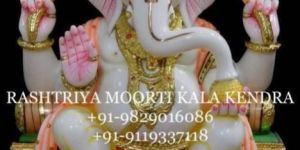 Multicolor Marble Chowki Ganesh Statue