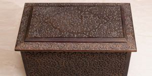 Wooden Brown Flower Carved Box