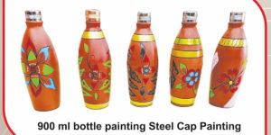 900 Ml Terracotta Printed Bottle with Steel Cap
