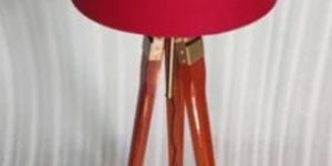 Red Drum Shade Tripod Floor Lamp
