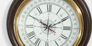 Wooden Wall Clock with Brass Ring