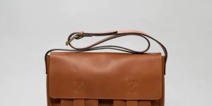 Leather Double Button Pocket Bag