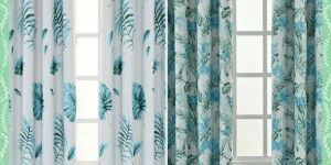 Blue Floral Printed Curtain