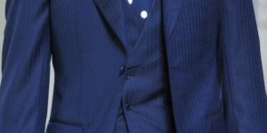 Men Royal Blue Blazer Plain 3 Piece Suit