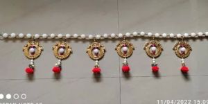 White Plain Beaded Hanging Door Toran