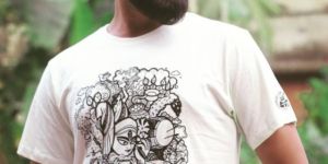 Mens White Doodle Printed T-Shirt