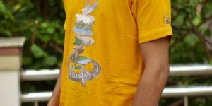 Mens Yellow Musafir Printed T-Shirt