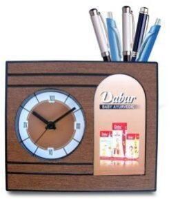 Desk Clock Pen Stand