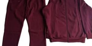 Men Maroon Plain Tracksuit