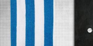Rekhas Premium Cotton Pool Towel Aqua Blue & White Cabana Cotton Stripe