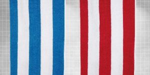 Rekhas Premium Cotton Pool Towel Double-Faced Blue, White & Red, White Color