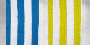 Rekhas Premium Cotton Pool Towel Double-Faced Blue/White & YellowWhite Color