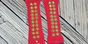 Handmade 2 Line Red Velvet Belt Velcro Bharatnatyam Ghungroo Pads