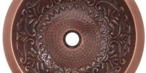 Embossed Design Copper Wash Basin