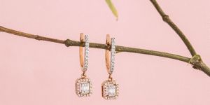 Diamond Hoop Earrings in Solid Gold Handmade