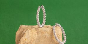 Diamond hoop earrings in solid gold /Handmade with diamonds/ Timeless hoops with diamonds
