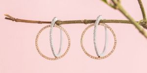 Diamond Hoop Earrings in Solid Gold Handmade with Diamonds Timeless Hoops with Diamonds Anniversary