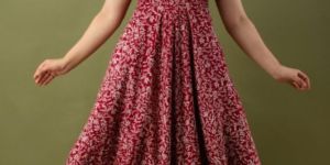 Printed Gown Consite work/ Bobin Elastic