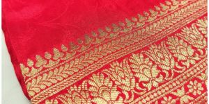 Red Viscose Russian Silk Saree