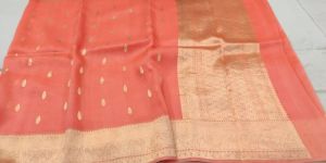 Peach Banarasi Silk Saree
