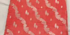 Peach Grey Border Matka Silk Saree