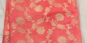 Peach Red Border Matka Silk Saree