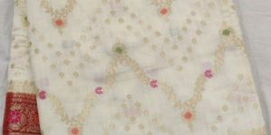 White Meenakari Matka Silk Saree