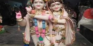 Radha Krishna with Peacock Statue