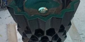 Round Black Marble Wash Basin