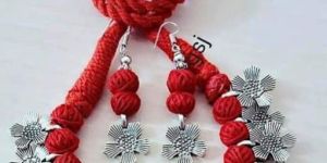 Red Choto Phool Necklace Set