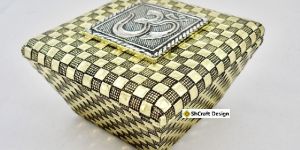 OM Trinket Small Basket Box Golden Square Design Small Pack, Handicraft Small Gift Box Dry Fruit Box