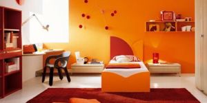Plain Orange Bedroom Wallpaper