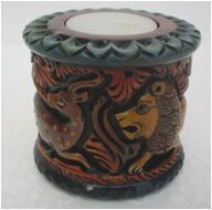 wooden tea light-hunting oil antique candle