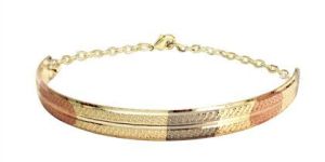 Three Tone Plated Diamond Cut Fashion Bangle Bracelet