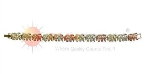 Three Tone Plated Filigree Elephant Bracelet