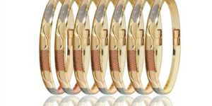 Three Tone Plated Lock Bangle