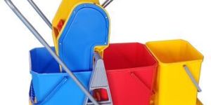 Three Bucket 48L Mop Wringer Trolley