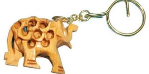 Wooden Elephant Keychain