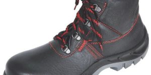 Workman High Ankle Black Leather Safety Shoes