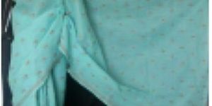 KIA Turquoise Blue Chikan Kari Cotton Saree