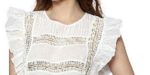 Ladies White Lace Insert Top