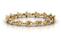 Yellow Gold Flower Gold Diamond Bangle Bracelet