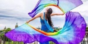 Yard Belly Dancing Silk Veil Half Circle