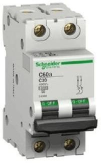 SCHNEIDER 2 POLE MINIATURE CIRCUIT BREAKER (MCB) - A9N2P01C