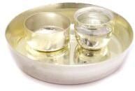 Liquor Polish Stainless Steel Puja Plate & Bowl