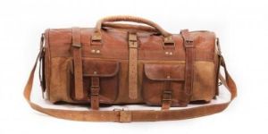 Genuine Leather Brown 22 Inch Unisex Duffle Travel Bag