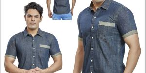 Royal Spider - Men's Half Sleeve Denim Shirt